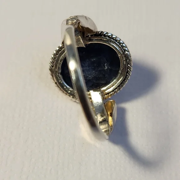 NIB Semi VTG 925 Lapiz Azuli Scroll Cocktail Ring Sz 7 - Picture 15 of 16
